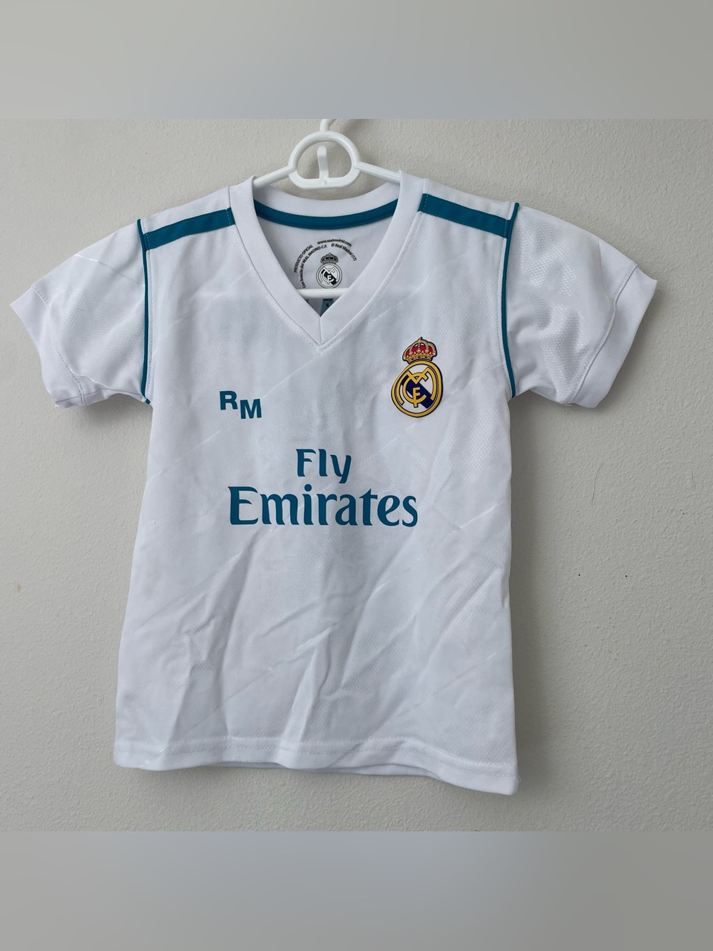 Official Real Madrid Soccer Jersey Fly Emirates Ronaldo 7 Football Shirt Size 4T